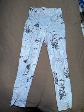 Gymshark Marble-Print High Waist Leggings - White, Light Gray & Black